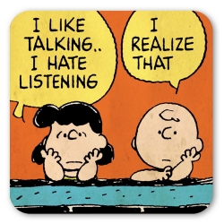 Charlie Brown and Lucy, Peanuts Logoshirt® Coaster 10x10cm (I Like Talking)