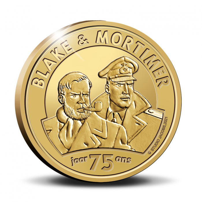 Moneda conmemorativa 25 € Bélgica Blake y Mortimer 75 años Oro 999/1000 (2021)