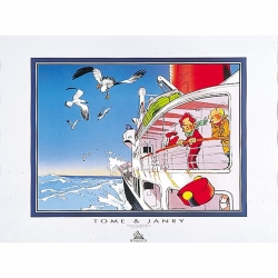 Poster Offset Tome & Janry de Spirou et Fantasio dans le bateau (80x60cm)