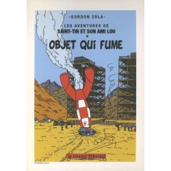 Ex-libris Offset Hommage à Tintin Gordon Zola Objet qui fume (21x14,5cm)