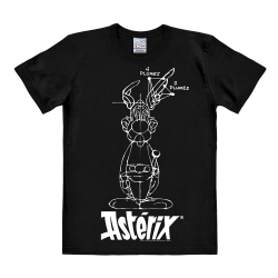 (Black) 100% Sketch T-shirt cotton Logoshirt® Asterix