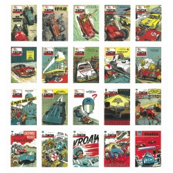 Set de 20 Cartes postales de couverture Jean Graton Journal de Tintin (15x10cm)