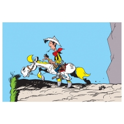 Postcard Lucky Luke: Lucky Luke and Jolly Jumper in the abyss (15x10cm)