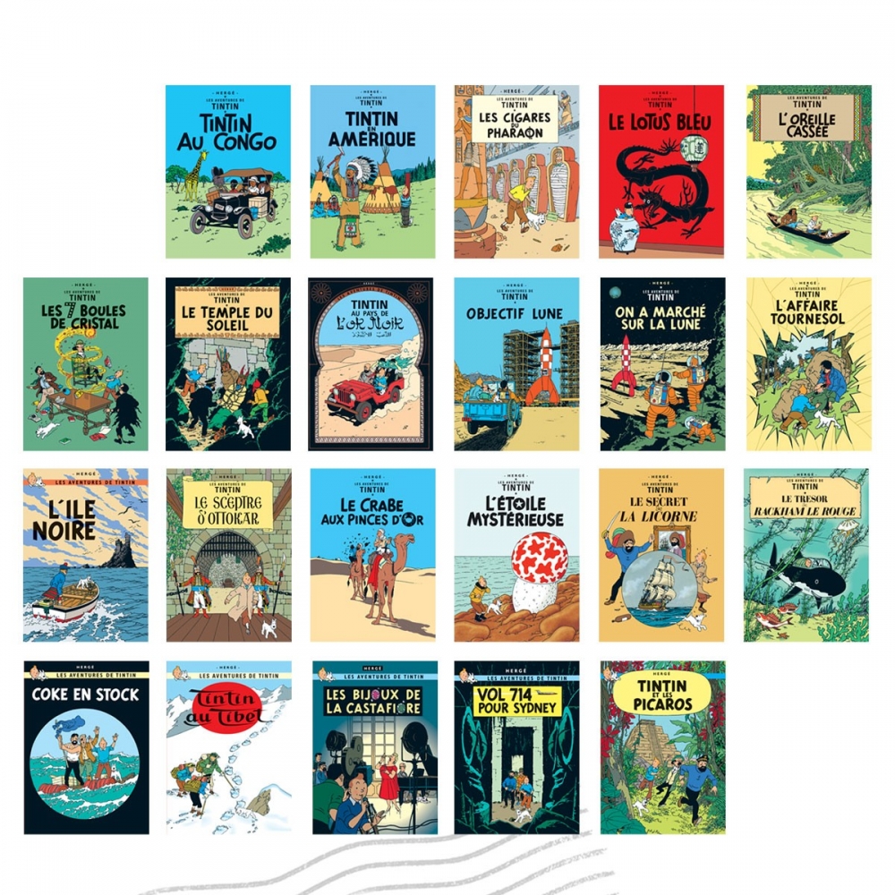 22 Covers Postcards Of The Adventures Of Tintin (French) - BD Addik